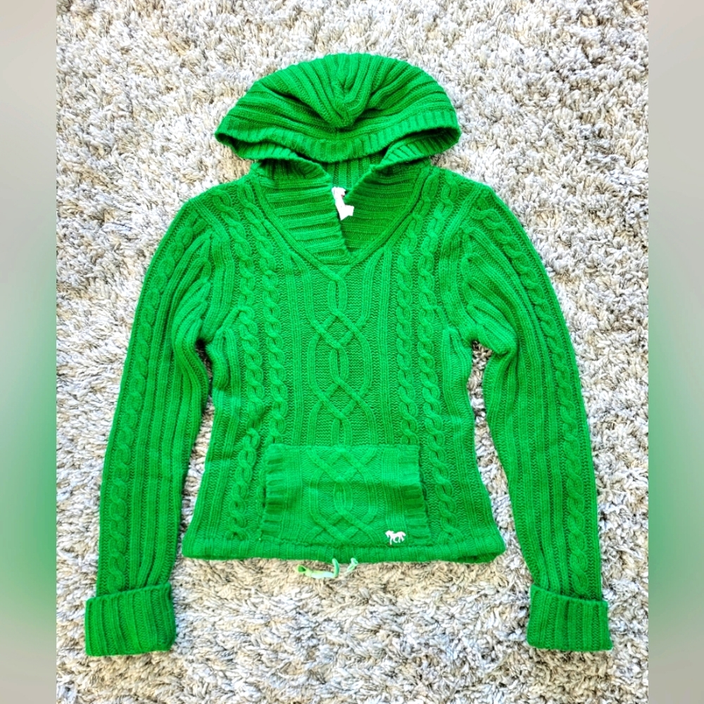 Cropped Derek Heart Juniors M Women XS vintage hoodie cable knit  sweater…